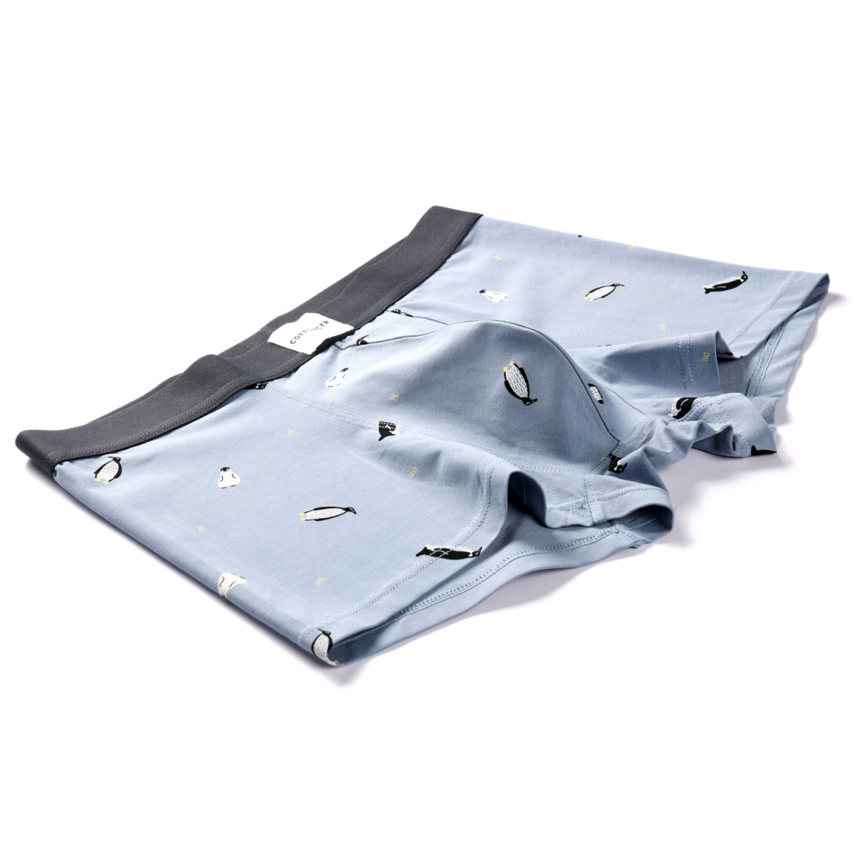 COTTONCTR Men`s Underwear Cotton Boxer Briefs Breathable Penguin Printed Fabric Blue Color-One Pack