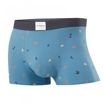 COTTONCTR Men`s Underpants Cotton Boxer Briefs Geometric Printed Dark Blue Color Comfortable Wear-One Pack