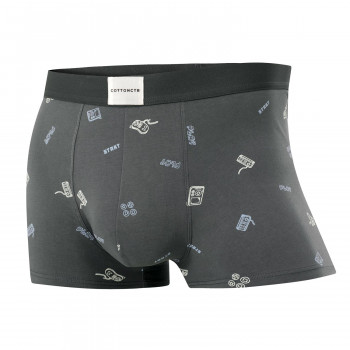 COTTONCTR Men`s Underpants Cotton Boxer Briefs Game Printed Dark Grey Color Comfortable Wear-One Pack