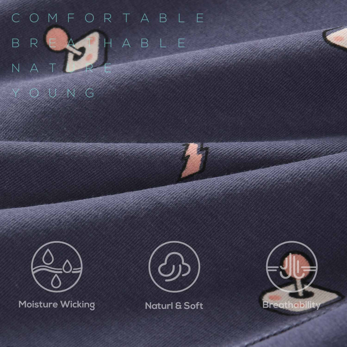 COTTONCTR Men`s Underpants Cotton Boxer Briefs Game Printed Ocean Blue Color Comfortable Wear COTTONCTR Men`s Underpants Cotton Boxer Briefs Game Printed Ocean Blue Color Comfortable Wear