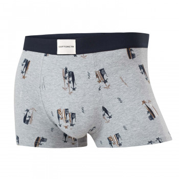COTTONCTR Men`s Underpants Cotton Boxer Briefs Cats Printed Grey Color Comfortable Wear-One Pack