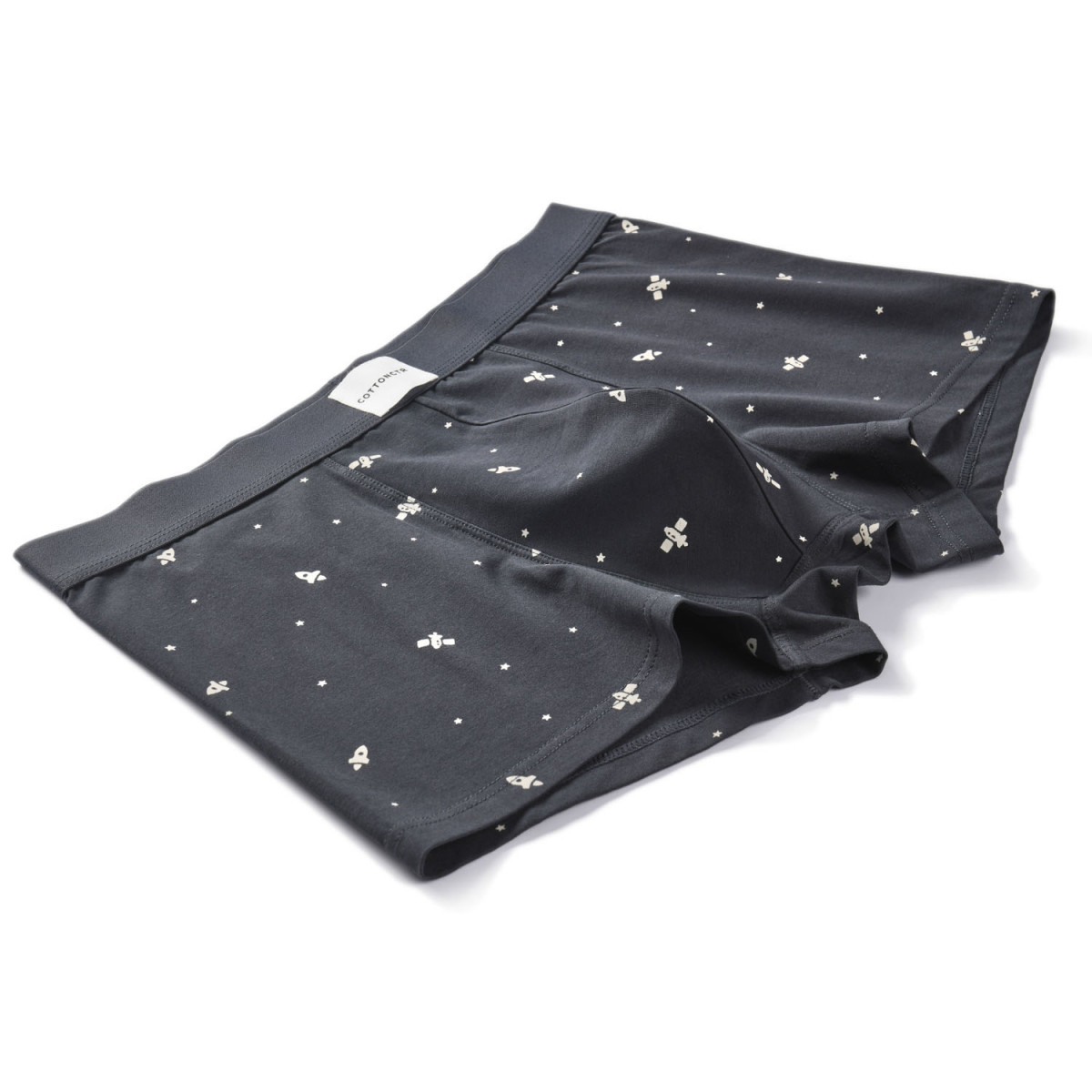 COTTONCTR Men`s Underpants Cotton Boxer Briefs Space Printed Dark Slate Grey Color Comfortable Wear-One Pack