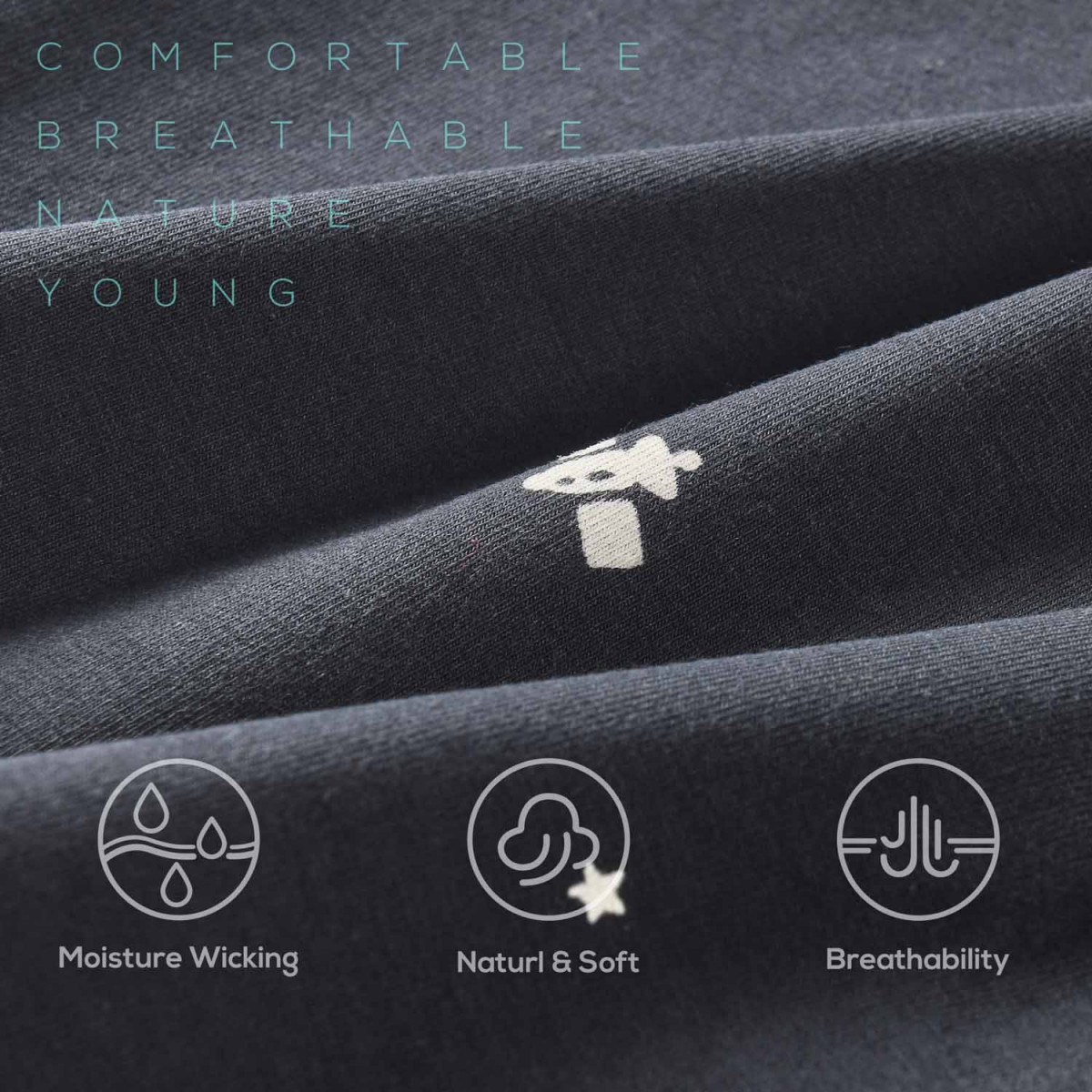 COTTONCTR Men`s Underpants Cotton Boxer Briefs Space Printed Dark Slate Grey Color Comfortable Wear-One Pack