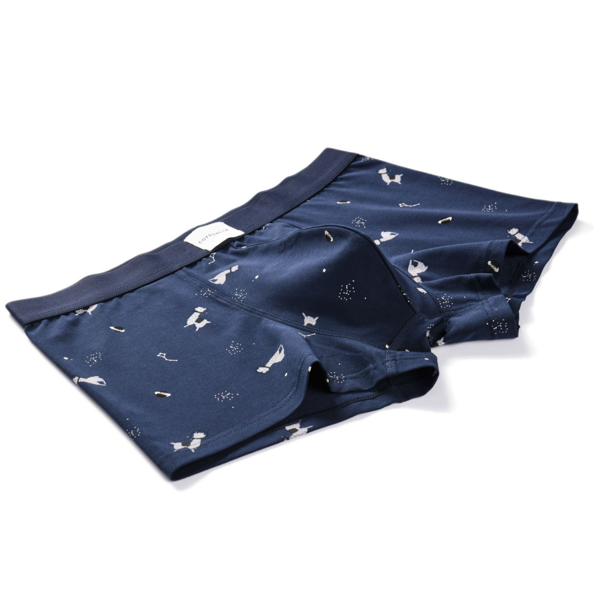 COTTONCTR Men`s Underpants Cotton Boxer Briefs Space Printed Dark Blue Color Comfortable Wear-One Pack