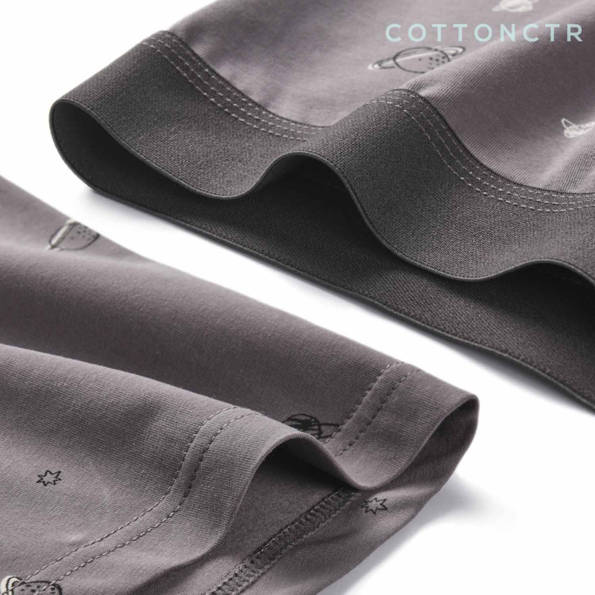COTTONCTR Men`s Underpants Cotton Boxer Briefs Space Printed Dark Grey Color Comfortable Wear-One Pack