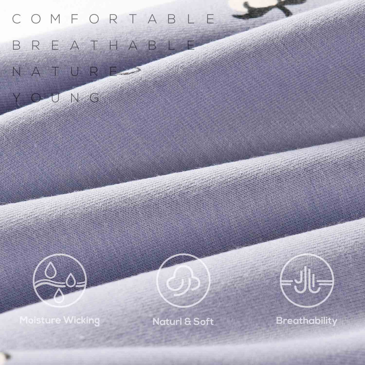 COTTONCTR Men`s Underpants Cotton Boxer Briefs Cotton Printed Lavender Color Comfortable Wear-One Pack