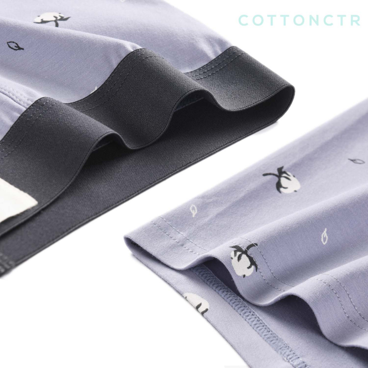 COTTONCTR Men`s Underpants Cotton Boxer Briefs Cotton Printed Lavender Color Comfortable Wear-One Pack