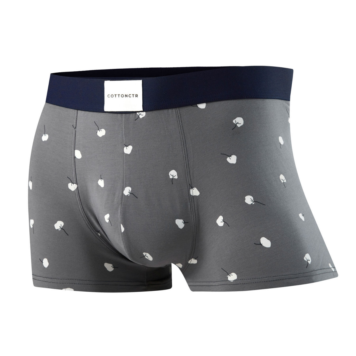 COTTONCTR Men`s Underpants Cotton Boxer Briefs Cotton Printed Dark Grey Color Comfortable Wear-One Pack