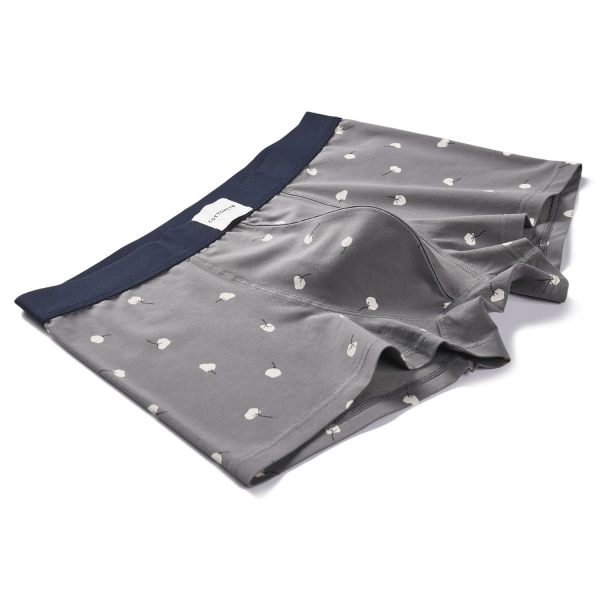 COTTONCTR Men`s Underpants Cotton Boxer Briefs Cotton Printed Dark Grey Color Comfortable Wear-One Pack