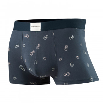 COTTONCTR Men`s Underpants Cotton Boxer Briefs Cotton Printed Dark Blue Comfortable Wear-One Pack