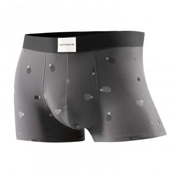 COTTONCTR Men`s Underpants Cotton Boxer Briefs Hedgehog Printed Dark Grey Comfortable Wear-One Pack
