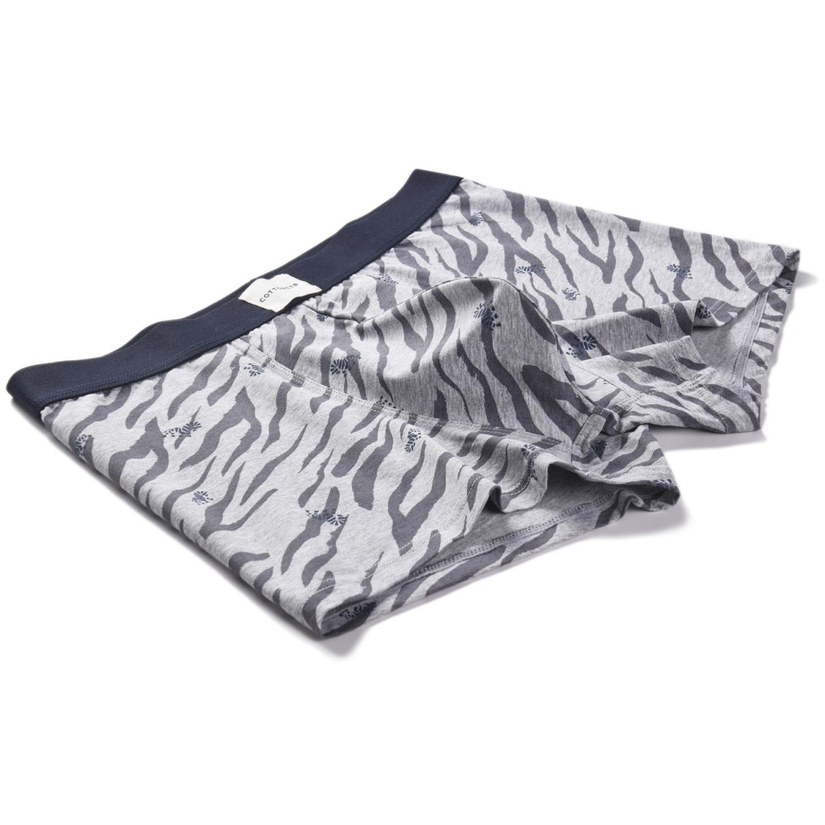 COTTONCTR Men`s Underpants Cotton Boxer Briefs Zebra Printed Grey Comfortable Wear-One Pack