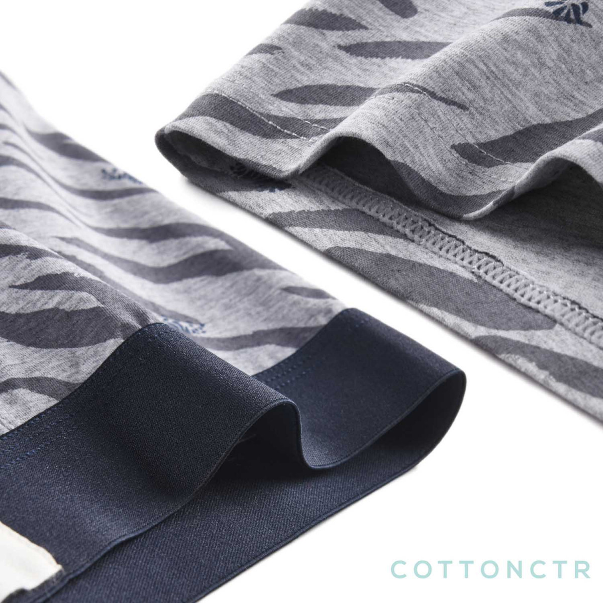 COTTONCTR Men`s Underpants Cotton Boxer Briefs Zebra Printed Grey Comfortable Wear-One Pack