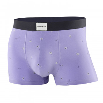 COTTONCTR Men`s Underpants Cotton Boxer Briefs Flower Printed Purple-One Pack
