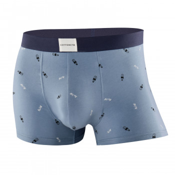 COTTONCTR Men`s Underpants Cotton Boxer Briefs Printed Grey-Blue Color