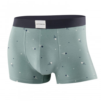 COTTONCTR Men`s Underpants Cotton Boxer Briefs Printed Light Green Color