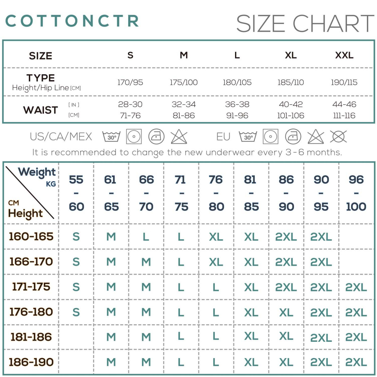 COTTONCTR Men`s Underpants Cotton Briefs Comfortable Wear Grey Color -One Pack